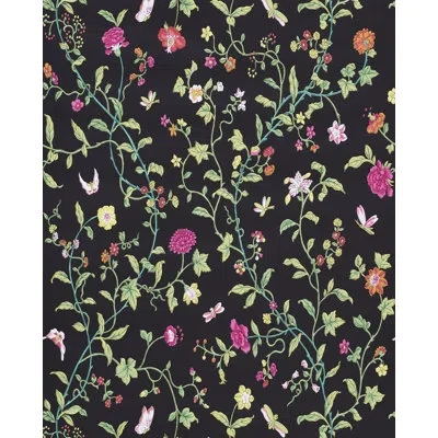 Schumacher Floraison Wallpaper In Jet Multi