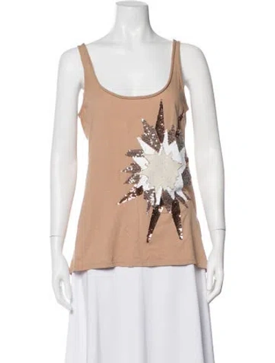 Pre-owned Schumacher Graphic Print Scoop Neck Top In Brown