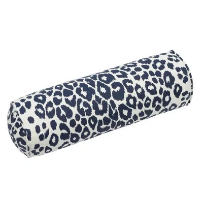 Schumacher Iconic Leopard Bolster Pillow In Blue