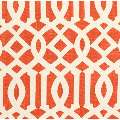 Schumacher Imperial Trellis Ii Fabric In Ivory,mandarin