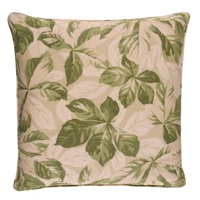Schumacher Koi Fish Floral Linen Reversible Throw Pillow In Green
