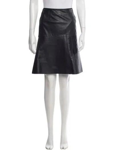 Pre-owned Schumacher Lamb Leather Knee-length Skirt In Gray