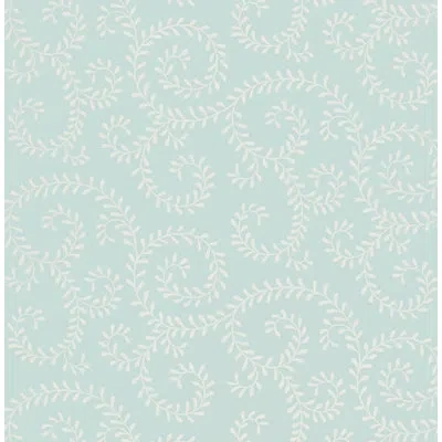 Schumacher Leafy Scroll Wallpaper In Sky