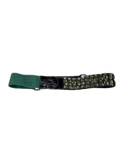 Pre-owned Schumacher Leather Crystal Embellishments Waist Belt In Multi