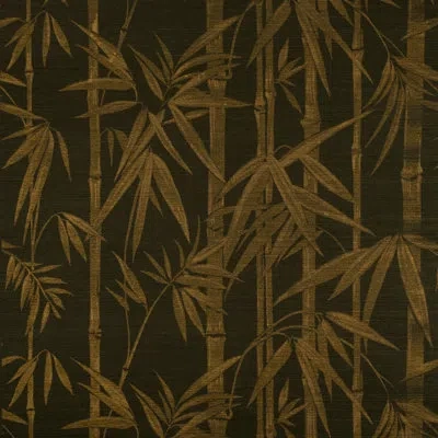 Schumacher Les Bambous Sisal Wallpaper In Gold On Jet