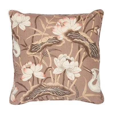 Schumacher Lotus Garden Pillow In Brown