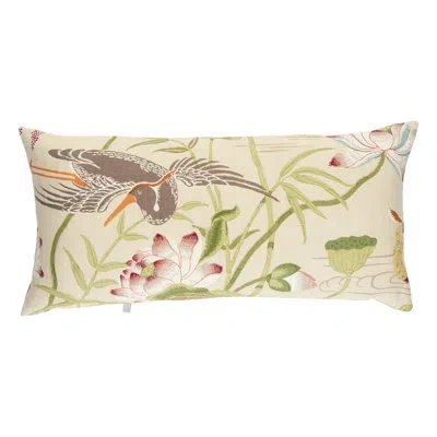 Schumacher Lotus Garden Pillow In Green,beige,brown