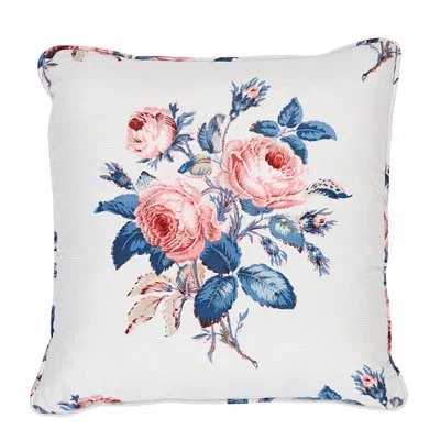 Schumacher Loudon Rose Pillow In White,blue,pink