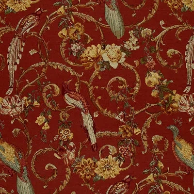 Schumacher Madrigal Fabric In Brick Red