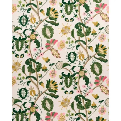 Schumacher Mandevilla Embroidery Fabric In Multi