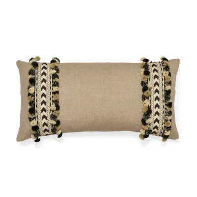 Schumacher Maracana Pom Pillow In Tan