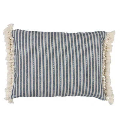 Schumacher Mathis Ticking Stripe Pillow In Blue