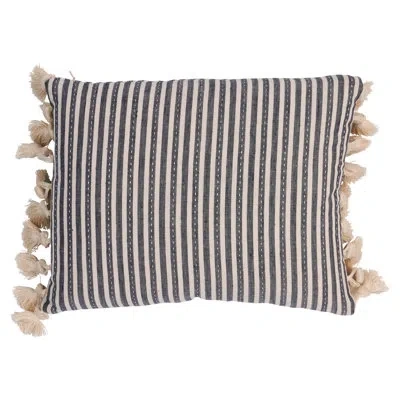 Schumacher Mathis Ticking Stripe Pillow In Carbon