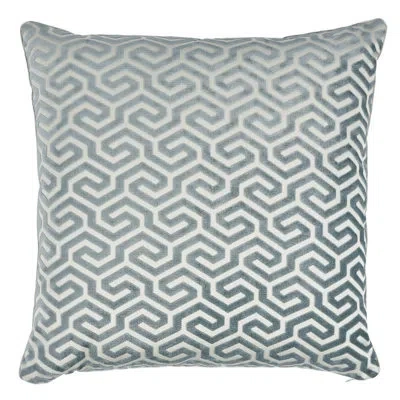 Schumacher Ming Fret Velvet Pillow In Mineral,white