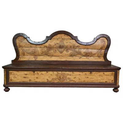 Pre-owned Schumacher Monumental 19th Century Northern Italian Hand Painted Bench In Brown