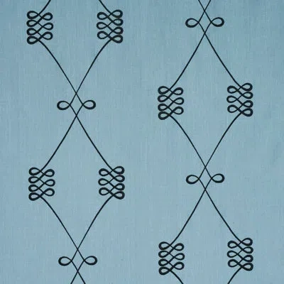 Schumacher Nicolette Embroidery Fabric In Dusty Blue