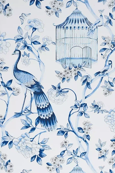 Schumacher Oiseaux Et Fleurs Wallpaper In White