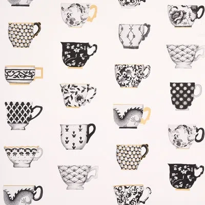 Schumacher Onie's Teacups Wallpaper In Ink