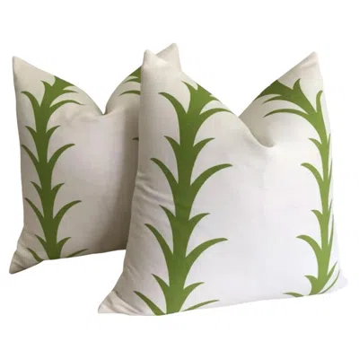 Pre-owned Schumacher Pair Of  “acanthus” In Leaf Green Down Filled Pillows