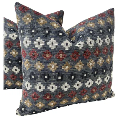 Pre-owned Schumacher Pair Of  Ayumi Performance 22" Throw Pillows In Black