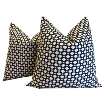 Pre-owned Schumacher Pair Of  “betwixt” Indigo Pillows In Blue