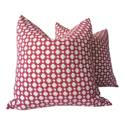 Pre-owned Schumacher Pair Of  “betwixt” Magenta Pillows In Red
