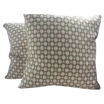 Pre-owned Schumacher Pair Of  Betwixt Pillows In Biscuit Brown & White Woven