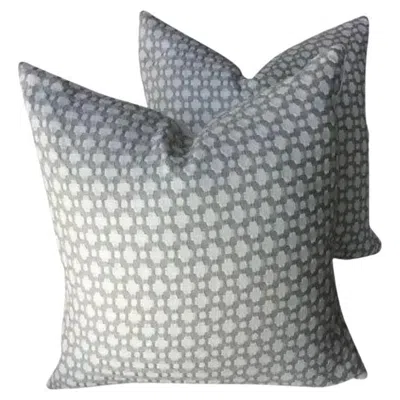 Pre-owned Schumacher Pair Of  "betwixt Zinc And Blanc Pillows In Gray