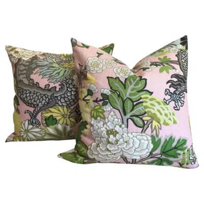 Pre-owned Schumacher Pair Of  Pillows In Chiang Mai Blush In Gray