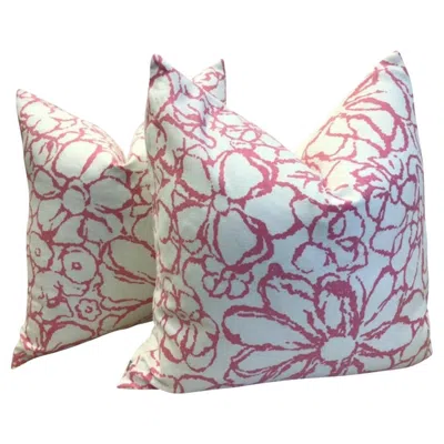Pre-owned Schumacher Pair Of  "sidonie" In Magenta Pillows In Red