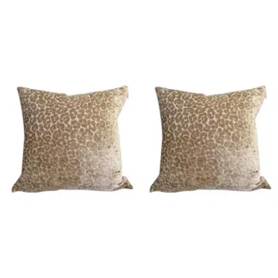 Pre-owned Schumacher Pair Of Timothy Corrigan For  Animal Print Pillows In Brown