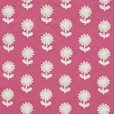Schumacher Paley Embroidery Fabric In Pink