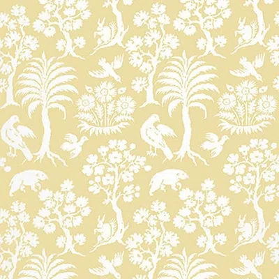 Schumacher Palm Damask Wallpaper In Sunlight