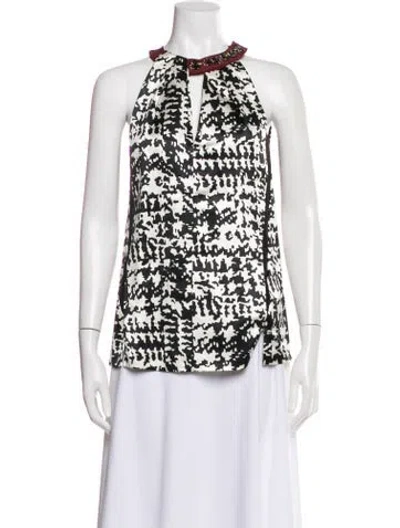 Pre-owned Schumacher Patterned Halterneck Top In White