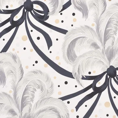Schumacher Plumes Et Rubans Wallpaper In Champagne