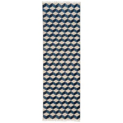 Pre-owned Schumacher Pompeii Hand-knotted Rug In Blues, 2x8' In Black