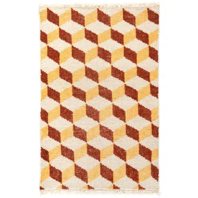 Pre-owned Schumacher Pompeii Hand-knotted Rug In Yellow & Red, 2x3'