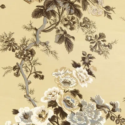 Schumacher Pyne Hollyhock Wallpaper In Tobacco