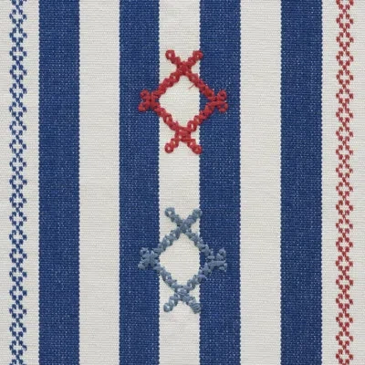 Schumacher Rhodes Stripe Fabric In Navy