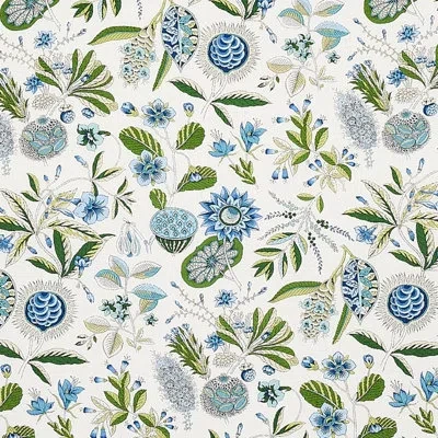 Schumacher Roca Redonda Fabric In Blue,ivory