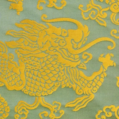Schumacher Ruan Dragon Damask Fabric In Gold