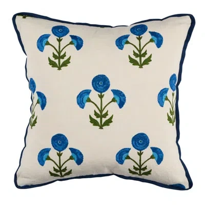 Schumacher Saranda Flower Pillow In Blue