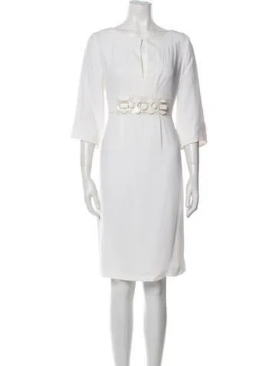 Pre-owned Schumacher Scoop Neck Knee-length Dress In White