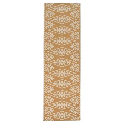 Pre-owned Schumacher Seema Indoor/outdoor Rug In Ochre, 3x10' In Sand