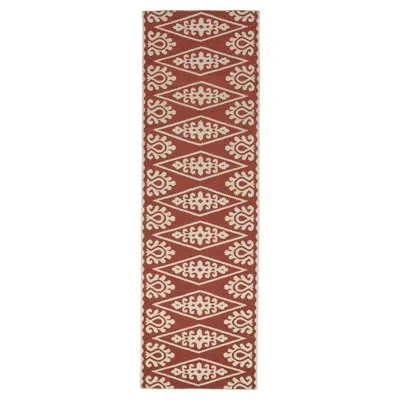 Pre-owned Schumacher Seema Indoor/outdoor Rug In Rust, 3x10' In Brown