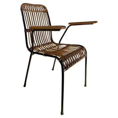 Pre-owned Schumacher Set Of 4 Vintage Rattan Bamboo Chairs, By , Belgium 1950s In Black