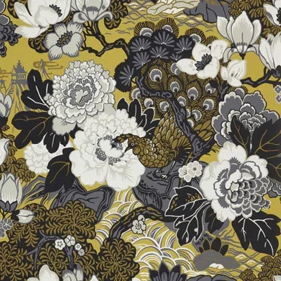 Schumacher Shanghai Peacock Wallpaper In Brass