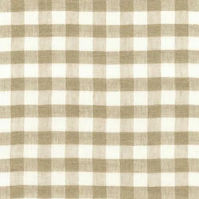 Schumacher Sidney Check Linen Sheer Fabric In Brown