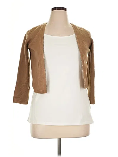 Pre-owned Schumacher Silk Cardigan Sweater In Tan