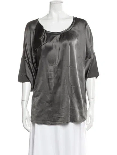 Pre-owned Schumacher Silk Crew Neck Blouse In Gray